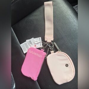 Lululemon athletica key chain Dual Pouch Wristlet bag gym fitness viral pink
